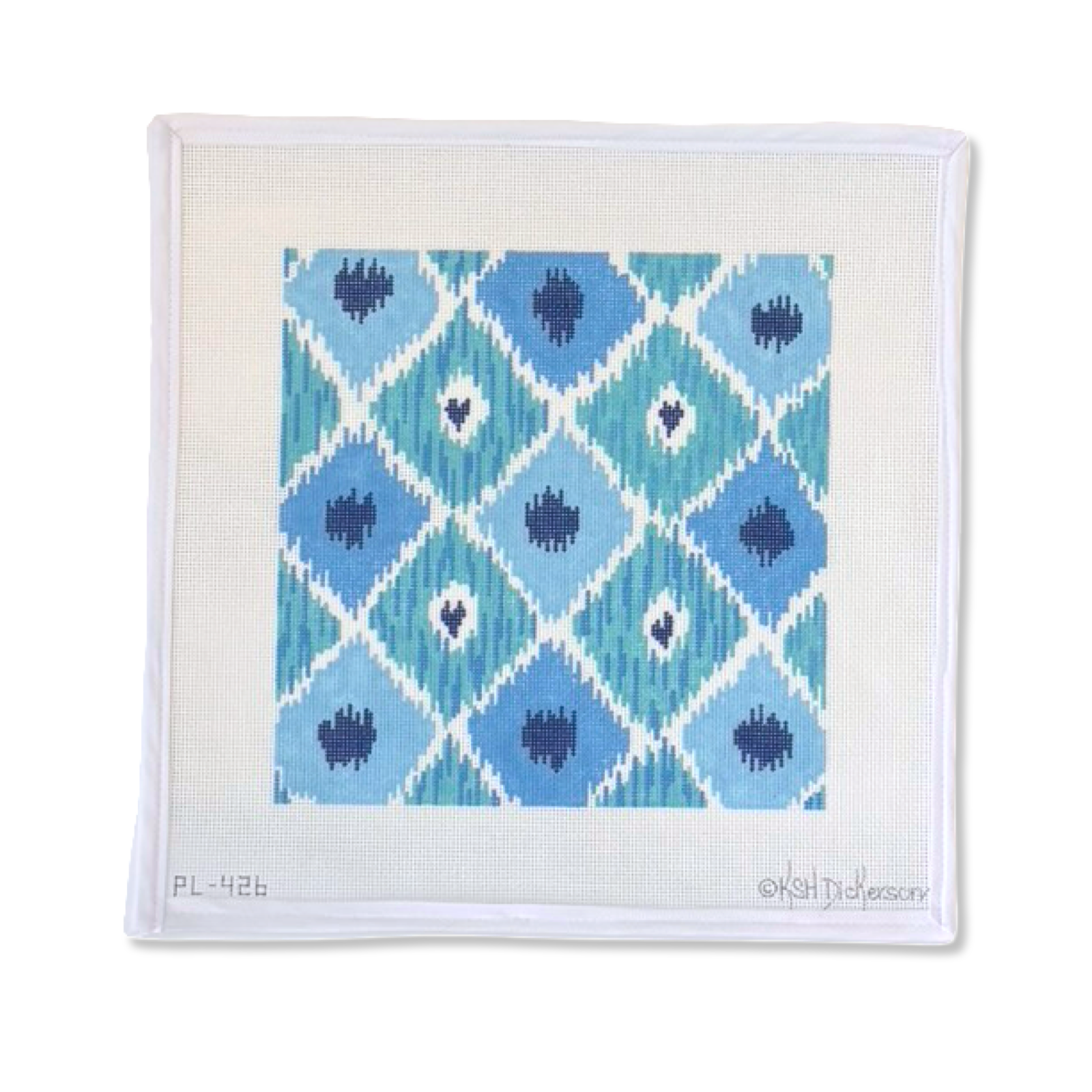 BLUE IKAT DIAMOND WITH HEARTS