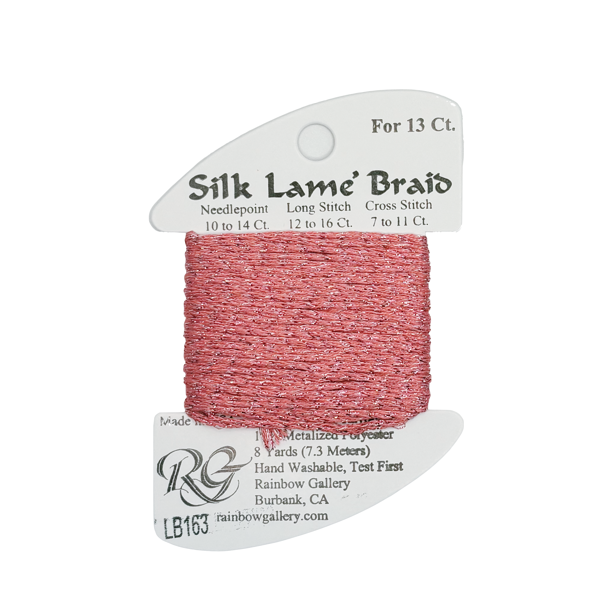 SILK LAME BRAID MEDIUM ROSE LB163