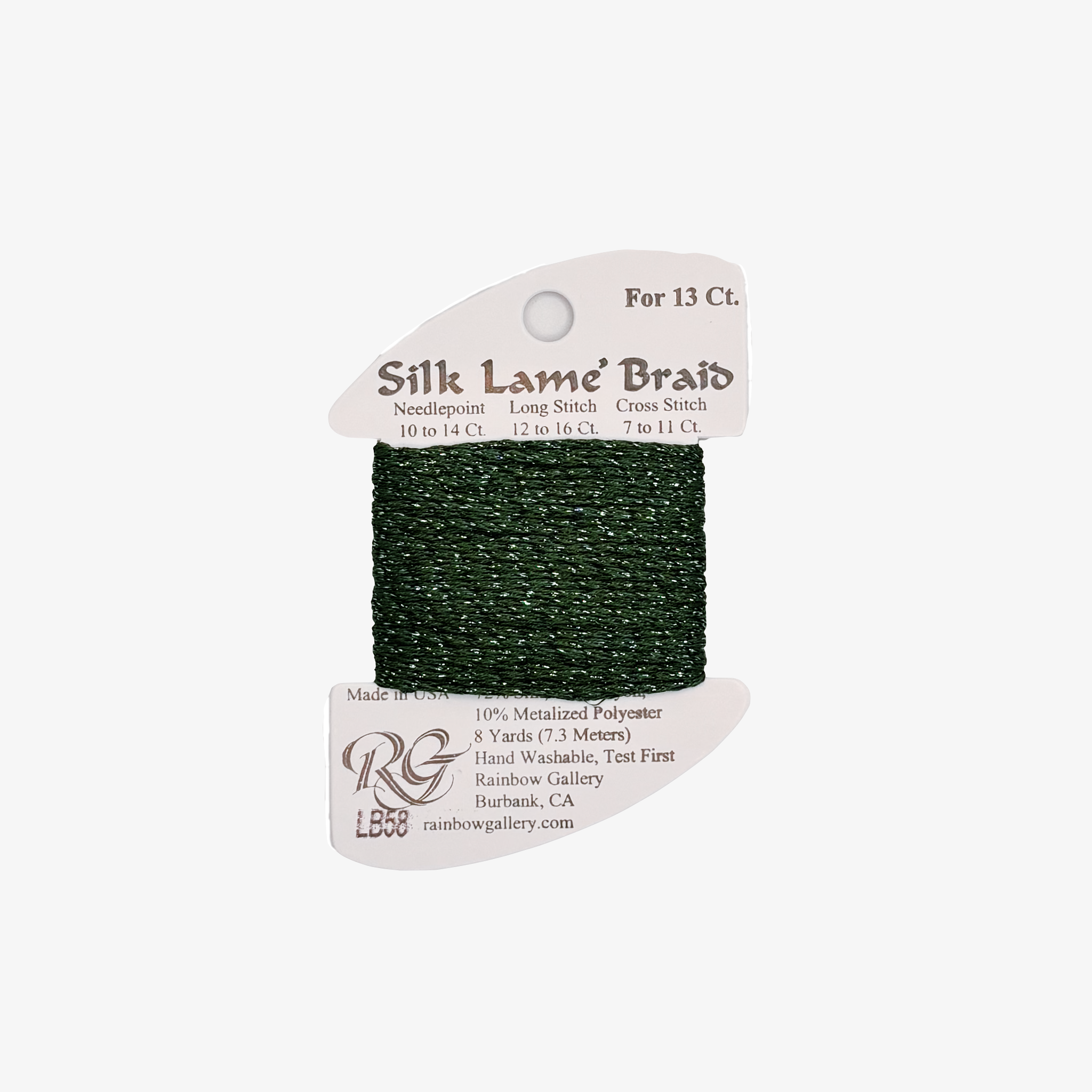 SILK LAME BRAID DARK XMAS GREEN LB58